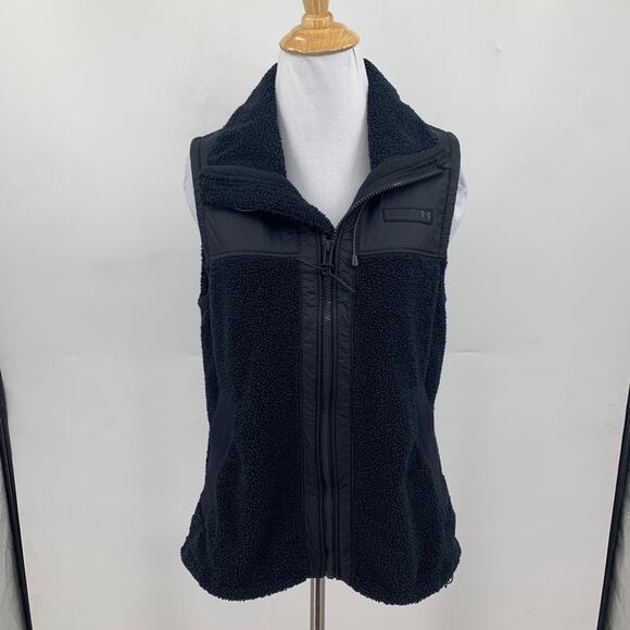 Under Armour Vest Womens S Small Black Mission Fleece Mixed Media Panel Full Zip - Picture 2 of 13